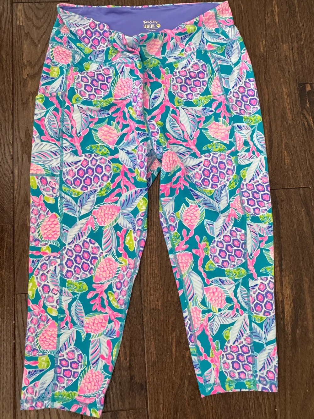 New Lilly Pulitzer Sz XXL Weekender High Rise Crop Leggings Turtle Wave